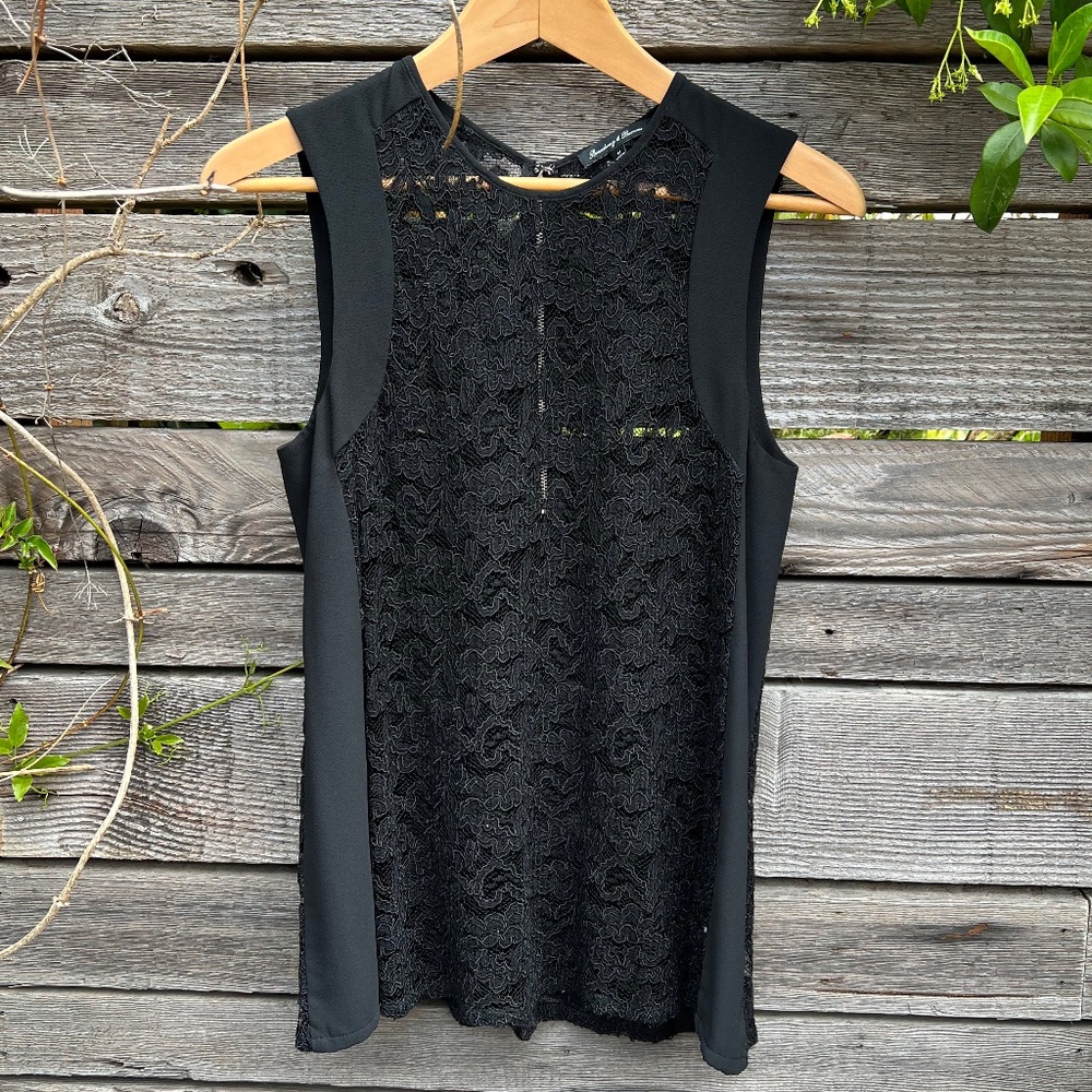 Anthropologie ‘Broadway & Broome’ Black Chantilly Lace Sleeveless Top - Size M